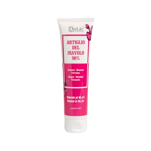 DuLàc, Garra del Diablo 98%, Gel Crema con Jengibre, Mentol y Cúrcuma, para Masajear Músculos y Articulaciones, Testado Dermatológicamente y Sin Níquel, Made in Italy, 100 ml