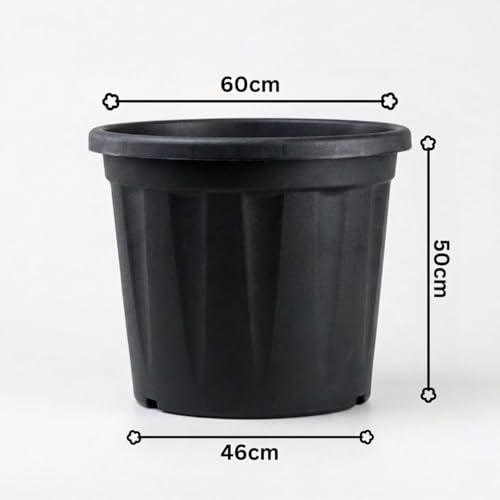 Image of 24 Inch Heavy Duty Plastic Planter | Grower Pot /Garden Pot for Home & Garden (Black) (Pack of 2)