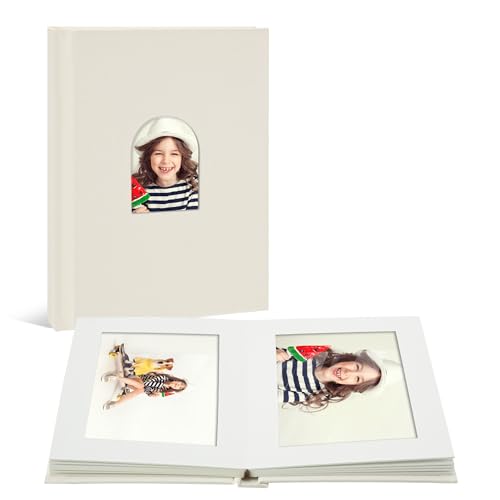 Vienrose Álbum de Fotos Pequeño Premium de 10 X 15 para 20 Fotografías, Libro de Fotos Con Tapa de Lino y Espacio para Escribir, Ideal para Diarios de Viaje de Bodas, Beige