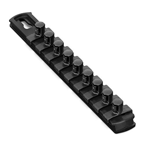 Image of Ernst Manufacturing 8-Inch Magnetic Socket Organizer with 9 3 /8-Inch Twist Lock Clips, Black (8427M-Black-3 /8)