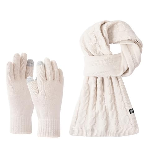Reyox Unisex 3 Pcs Knit Cold Weather Set, with Breathable Beanie Hat, Warm Long Scarf, Touchscreen Gloves for Winter3