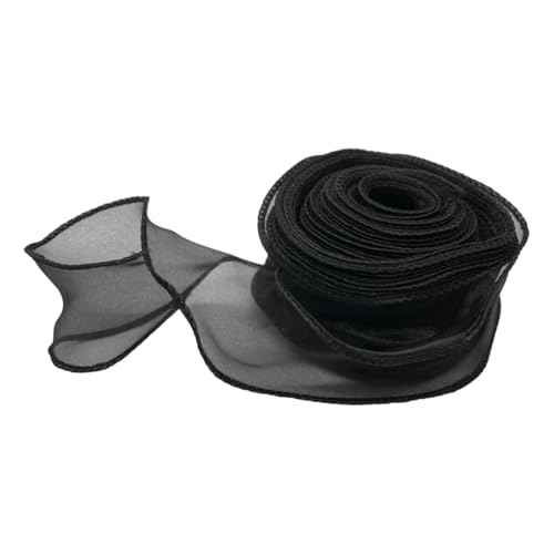 KAZARI日和 オーガンジーリボン 幅4cm 長さ約9m 透け感 手芸 ラッピング 結婚式 (ブラック)