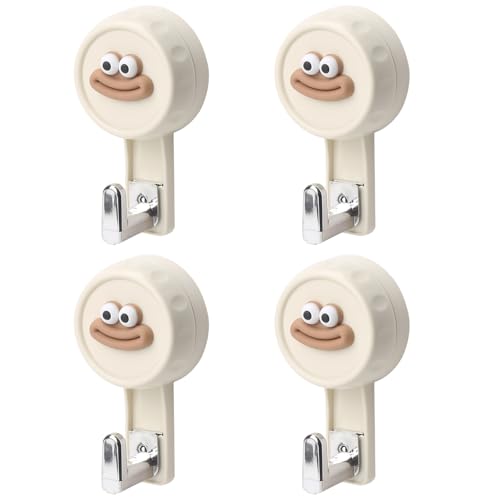 VirtuGro Lot de 4 Crochet Ventouse Puissante 5KG Porte Manteau Salle de Bain Sans Perçage Plastique Réutilisables pour Enfants Cuisine et Salle de Bain(Beige)