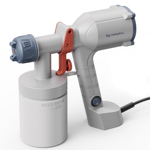 Tilswall Dreamer400 Paint Sprayer, 1.5lb HVLP Paint Spray Gun for Painting | 450ml/min, 500W Motor, 2 Nozzles & 3 Spray Patterns, Handle Stains, Sealers and Latex Paint on Small Furniture Cabinets Wall