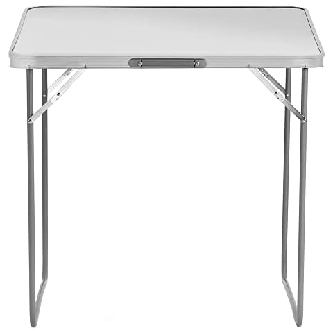 SA Products Folding Utility Table - Foldable Garden Table for Camping, Party & Picnic - Small Fold Up Desk with Aluminium Frame - Lightweight & Portable - Sturdy Outdoor Patio Furniture - 2.6 Feet Cover