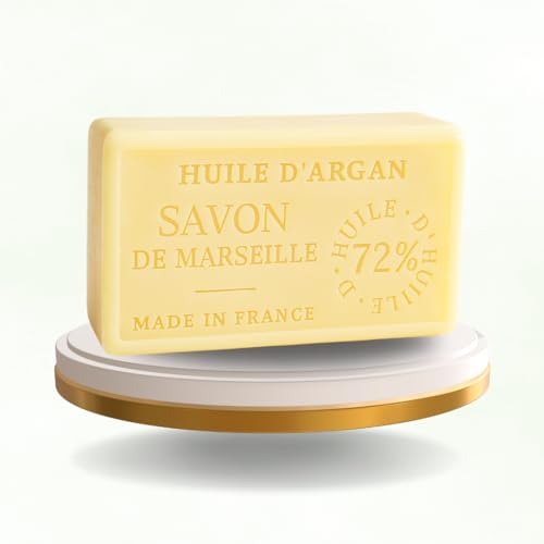 Jabón de Argán 100g – Natural y Artesanal Marseille | Hidratante, Nutritivo y Antioxidante | Apto para Piel Seca y Sensible | Pastilla de Jabón para Cara y Cuerpo. Limpieza Facial y Higiene Corporal