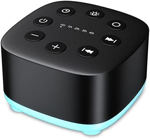 Meditation White Noise Machine 30 Soothing Sounds with Volume Control 12 Night Light 4 Auto-Off Timers Portable Sound Machine for Travel Powered by AC or USB Sleep Therapy for Baby Kids Adults (Black)