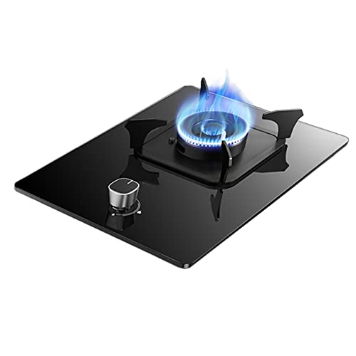Aouoeeo Placa de Gas, Encimera de Gas, Cocina de Gas con Quemador Cocina de Gas con Quemador Estufa empotrada Panel de Vidrio Templado Negro Fácil de Limpiar con