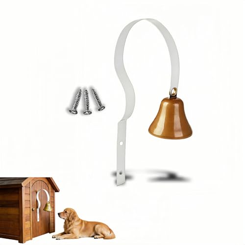 yayaboqu Dog Doorbell for Potty Training, Wall Mounted Bronze Bell with White Metal Bracket, 7.09 Inch Height, Includes 3 Mounting Screws, Scratch-Free Design, Rust-Proof