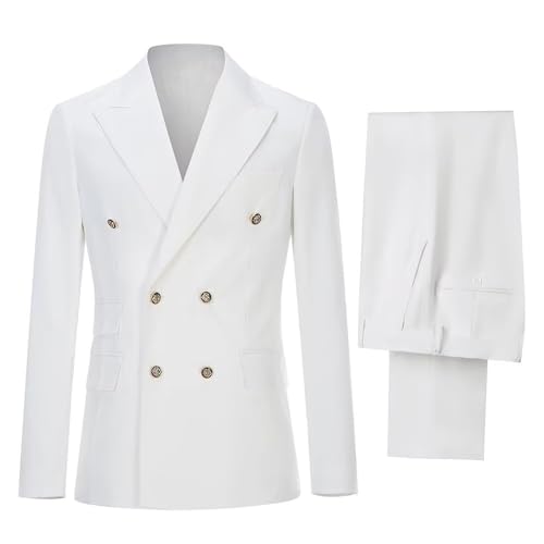 Men Suit 2 Piece Slim Fit Business Wedding Prom Tuxedo Suits for Men Solid Color Blazer Pants Set