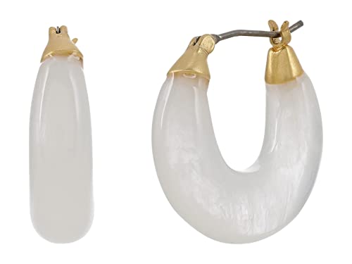 Madewell Resin Medium Hoop Earrings Rock Crystal One Size #TOP8