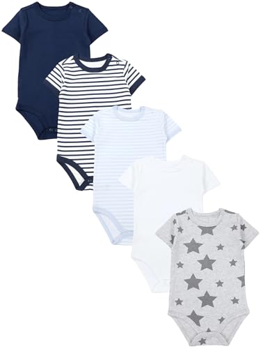 TupTam Baby Body Kurzarm – 5er Set Body Baby aus Baumwolle – Weicher, Atmungsaktiver Kurzarm Body Baby Jungen, Farbe: Farbenmix 3, Größe: 86