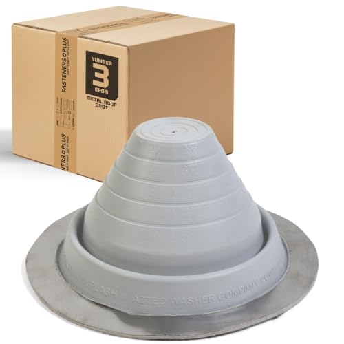 Image of Fasteners Plus #3 Round EPDM Metal Roof Pipe Flashing Boot (Fits 1 /4 inch - 5 inch Pipe OD), Gray