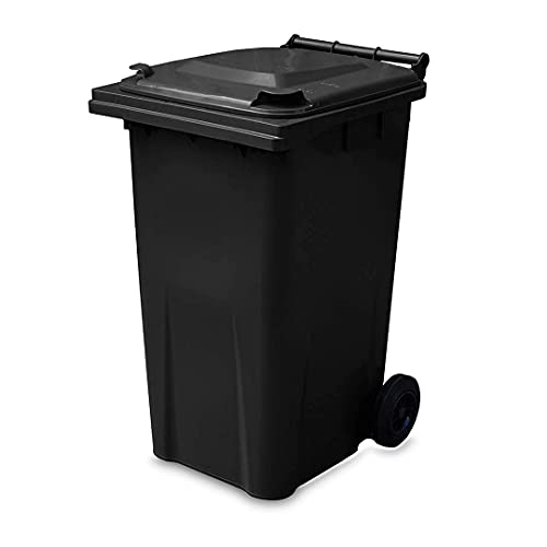 Yellowshield 240 Litre Wheelie Bin - GREY/BLACK (Standard Household Size) - EN 840 standard, Most Popular Bin