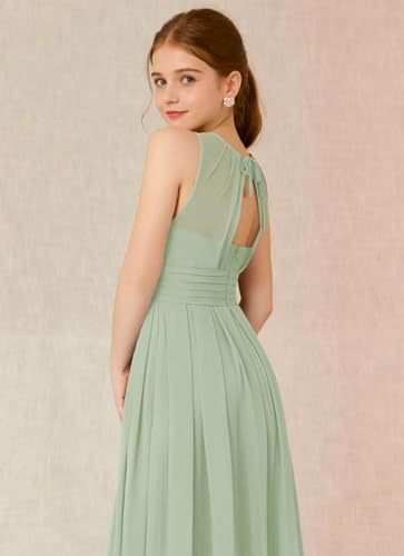 Pleated Chiffon Junior Bridesmaid Dresses for Wedding Sleeveless Flower Girl Dress Long Formal Party Dress for Girls2