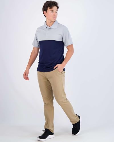 Image of 3 Pack:Mens Quick Dry Fit Polo Shirt Short Sleeve Golf Tennis Clothing Active Wear Athletic Performance Tech Sports Essentials Moisture Wicking Casual Dri-Fit T Shirts Set