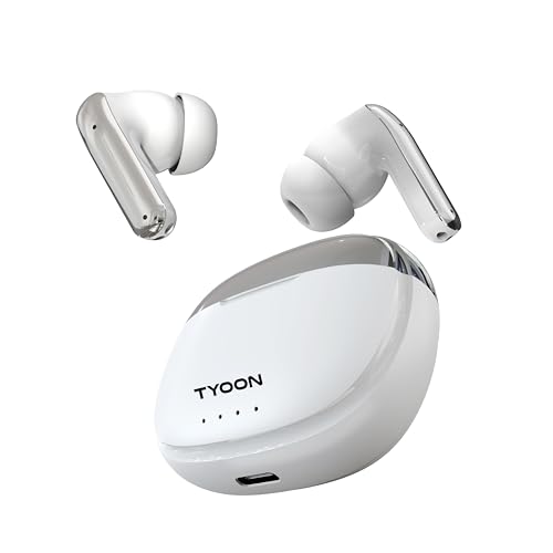 Image of TY TWS102 Air Beats True Wireless Earbuds, Up to 25 Hours Playtime, Bluetooth 5.4, Chrome Finish, Touch Controls, Type-C Charging (White)