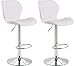 Set 2 Sgabelli Imbottiti Bar Cork in Similpelle E Metallo I Coppia Sedie Cucina Girevoli Moderne Trapunte Alt. 58-79 CM, Colore:Bianco, Colore del Telaio:Cromo