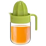 Manuelle Zitruspresse – Handpresse -Orangenpresse | 450 ml Glasbehälter Entsafter mit Sieb | Multifunktionale Fruchtpresse für Limette, Mandarine, Grapefruit, kein Strom erforderlich