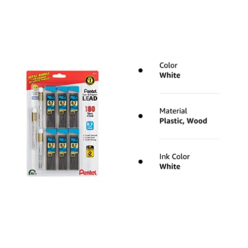 Pentel Eraser And Lead Refill Pack For Mechanical Pencils - Super Hi-Polymer Lead Refills Value Pack - 0.7Mm 6 Pack Of 30 Pieces – Pack Of White Eraser Refills 3 Packs Of 4 Erasers Each #TOP7