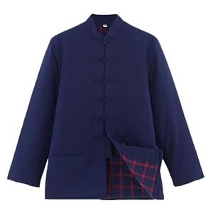 GZKDKZB Tenue d'hiver Chaude Tang, vêtements Traditionnels Chinois, Hauts en Coton pour Hommes, Vestes artistiques, Manteaux, Chemises à Manches Longues, vêtements de Tai Chi en Coton, uni