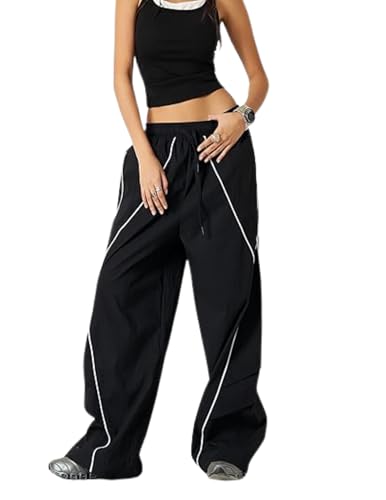 Pantalon de parachute avec taille élastique confortable et volume baggy rétro