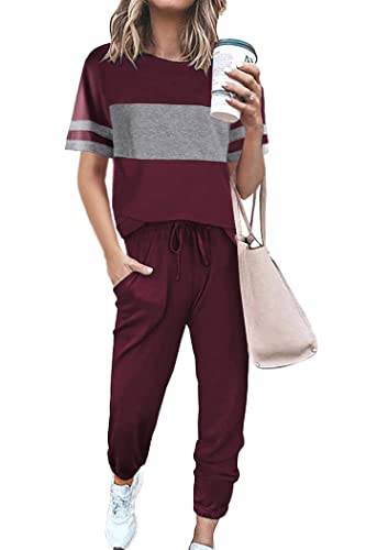 PRETTYGARDEN Women's Two Piece Sets 2025 Summer Spring Jogger Pants Travel Vacation Lounge Outfits Airplane Matching Clothes