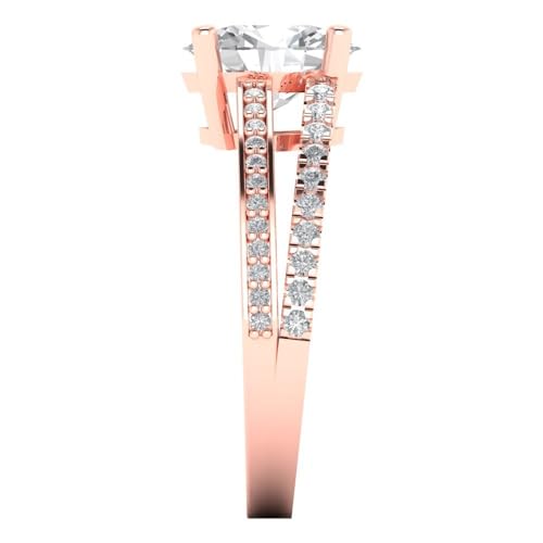 Clara Pucci 2.32 tcw Oval Cut Engagement Ring for Women, 14K Solid Gold, Rose Gold, Solitaire with Accents White Sapphire Bridal Anniversary Promise Ring3