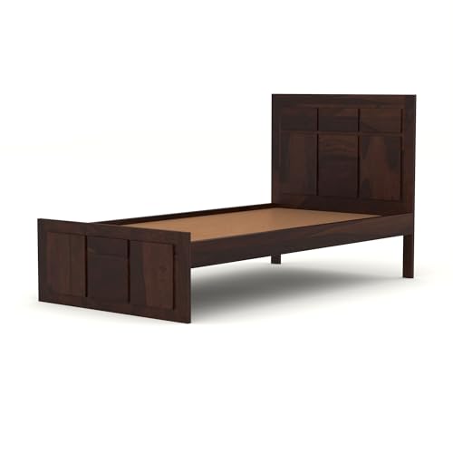 Image of Solid Sheesham Wooden Bed 6X4 Bed Single Bed Without Storage for Bedroom - Single Cot Wooden BedSingle Size for Living Room Guest Room - 12 Month Warranty (Lucas Walnut)