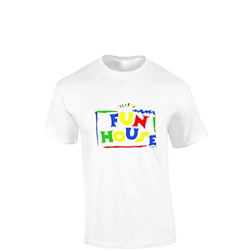 Image of Crown Designs Fun House Colour Cool Premium Quality Regular Fit T Shirt Top for Men and Teens White/L