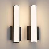 Aoceley 2-Pack Led Wall Sconces,18W 3000K Indoor Hardwired Dimmable Wall Light with Acrylic Lampshade,Led Sconces Wall Lighting,Modern Vanity Wall Light Fixture for Bathroom Bedroom Living Room(Black)