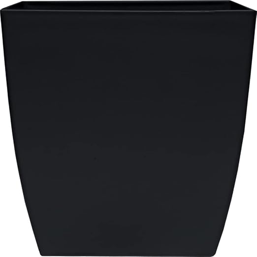 8 Inch Aria Square Pot Black - ASP08000G18 Self-Watering Planter With Drain Plug