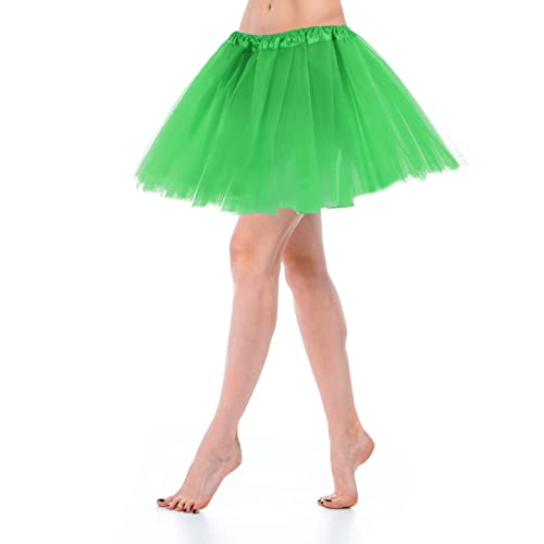 Yolev Tüllrock Damen Tüllkleid für Mädchen Tutu Dirndl Damen Kurz Klassisch Elastisch 3 Lagig Tüll Grün Kurzer Ballett 80er Rock Tanzkleidung...