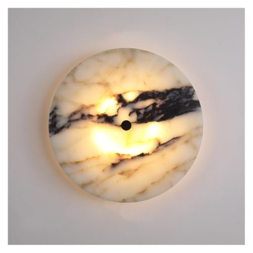 Applique murale éclairage LED pierre naturelle ronde albâtre style marbre