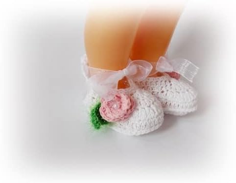 Crochet Baby Christening Shoes, White Blessing Booties