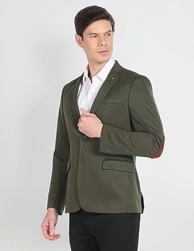 Image of Arrow Men's Red Textured Notch Collar Long Sleeve Formal Polyester Slim Fit Blazer