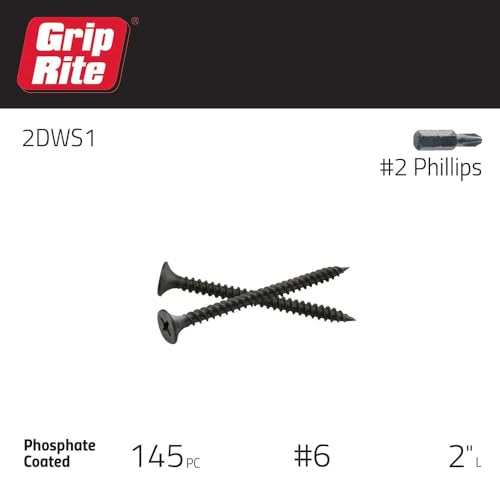Grip-Rite 544026 2Dws1 #6 X 2 Inch Phillips Bugle Head Fine Thread Sharp Point Drywall Screw thumb #1