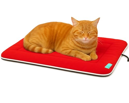 Image of Dog Bed Mat for Dogs & Cats | Soft, Washable, Lightweight & Waterproof Pet Cushion | Durable, Anti-Slip, Reversible Sleeping Mat for Puppies & Cats Size (24 x 18) (Red)