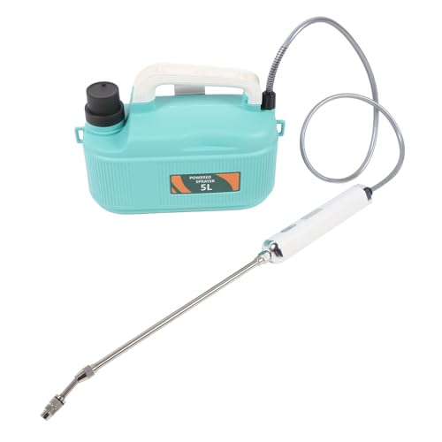 Pulverizador eléctrico para jardín, pulverizador con batería de 2000mAh y 5L, pulverizador eléctrico Recargable por USB con Varilla retráctil para riego de Plantas (Verde)
