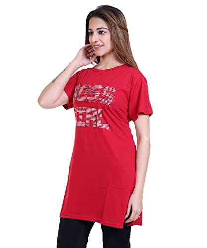 Image of New Crush Women Cotton Printed Regular Fit T-Shirts /Top /Long Night Wear T-Shirt for Women's & Girls (Pack of 2)