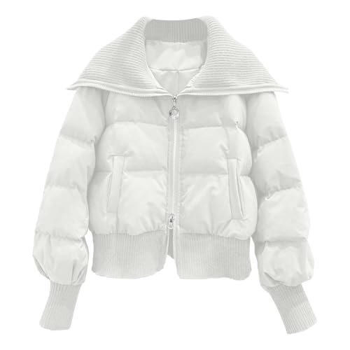 Doudoune courte femme col revers veste matelassée