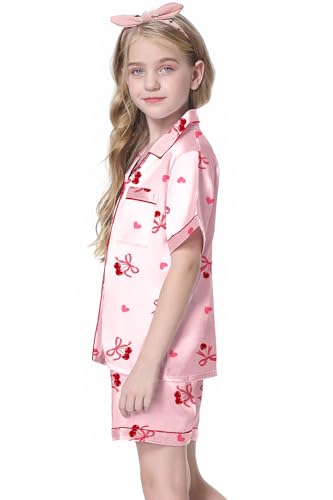 Image of Girls & Womens Satin Pajamas Set, Silk Button-Down Sleepwear 2 Piece Nightwear, 3 Years - Women XXL