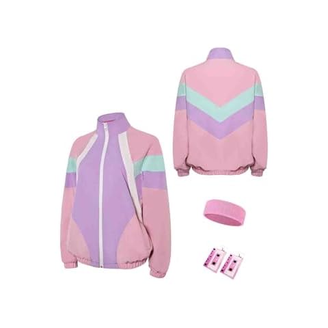 MASSWO 80s Neon Colour Block Bomber Jacket Cover