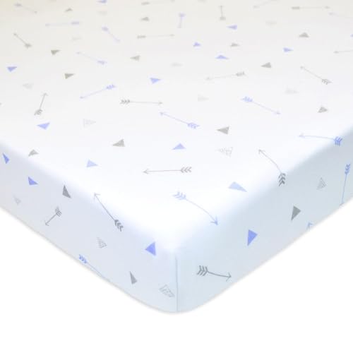 Image of American Baby Company Cotton Fitted Crib Sheet 52x28 inch, Silver Blue Arrow