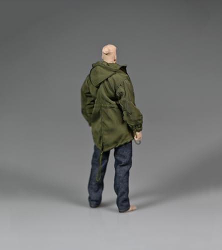 1/12 Scale Clothes,Green Military Trench Coat Long Coat Windbreaker Loose Works Clothing for 6inch Male/Female Action Figure Body (Male Coat Clothes)3