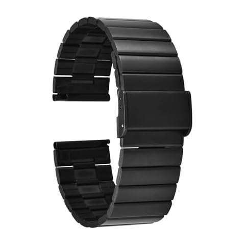 Kumi Watch Smart Watch Strap Watchband 22mm Bamboo Style Stainless Steel Replacement Smart Watch Wristbands for Watch Black Cover