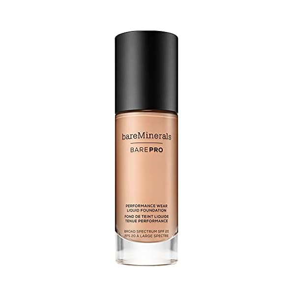 bareMinerals Barepro Performance Wear Liquid Foundation SPF 20, Breathable Makeup for Face, Full Coverage, 24HR Wear, Natural Matte Finish, Vegan