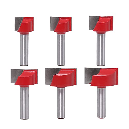 Opaltool Lot de 6 fraises droites pour défonceuse de 8 mm - Pour le nettoyage du fond - Fraise à défoncer - Outil de fraisage du bois - 18 mm, 20 mm, 22 mm, 25 mm, 30 mm, 32 mm