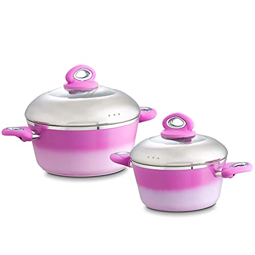 Chef's Star 9 Piece Professional Grade Aluminum Non-Stick Pots & Pans Set - Induction Ready Cookware Set … (Pink) 3 Gallery Image