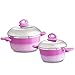 Chef's Star Ceramic Hard Anodized Aluminum Nonstick Cookware Pots and Pans Set, 9 piece (Pink)